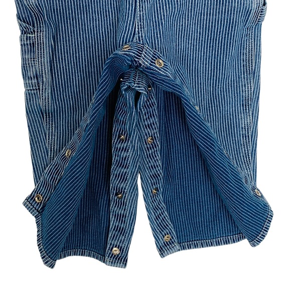 OSH KOSH Baby 24M Blue & White Pin Striped Denim Overalls Bibs With Diaper Snaps - Picture 10 of 15